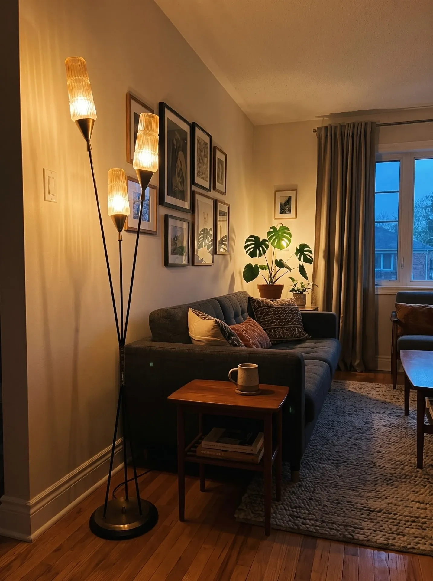 Vintage 3-light floor lamp from the 1960s.