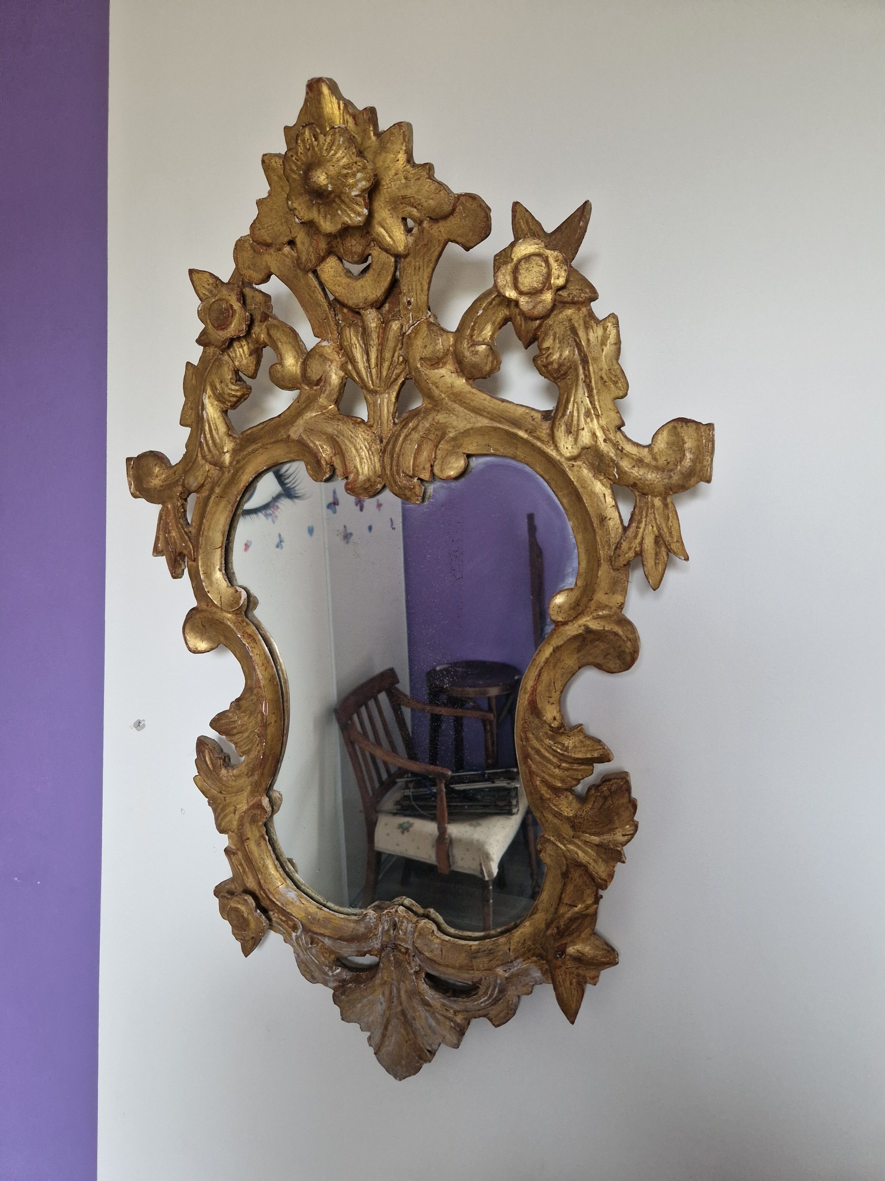 Miroir baroque doré 70 x 45 cm