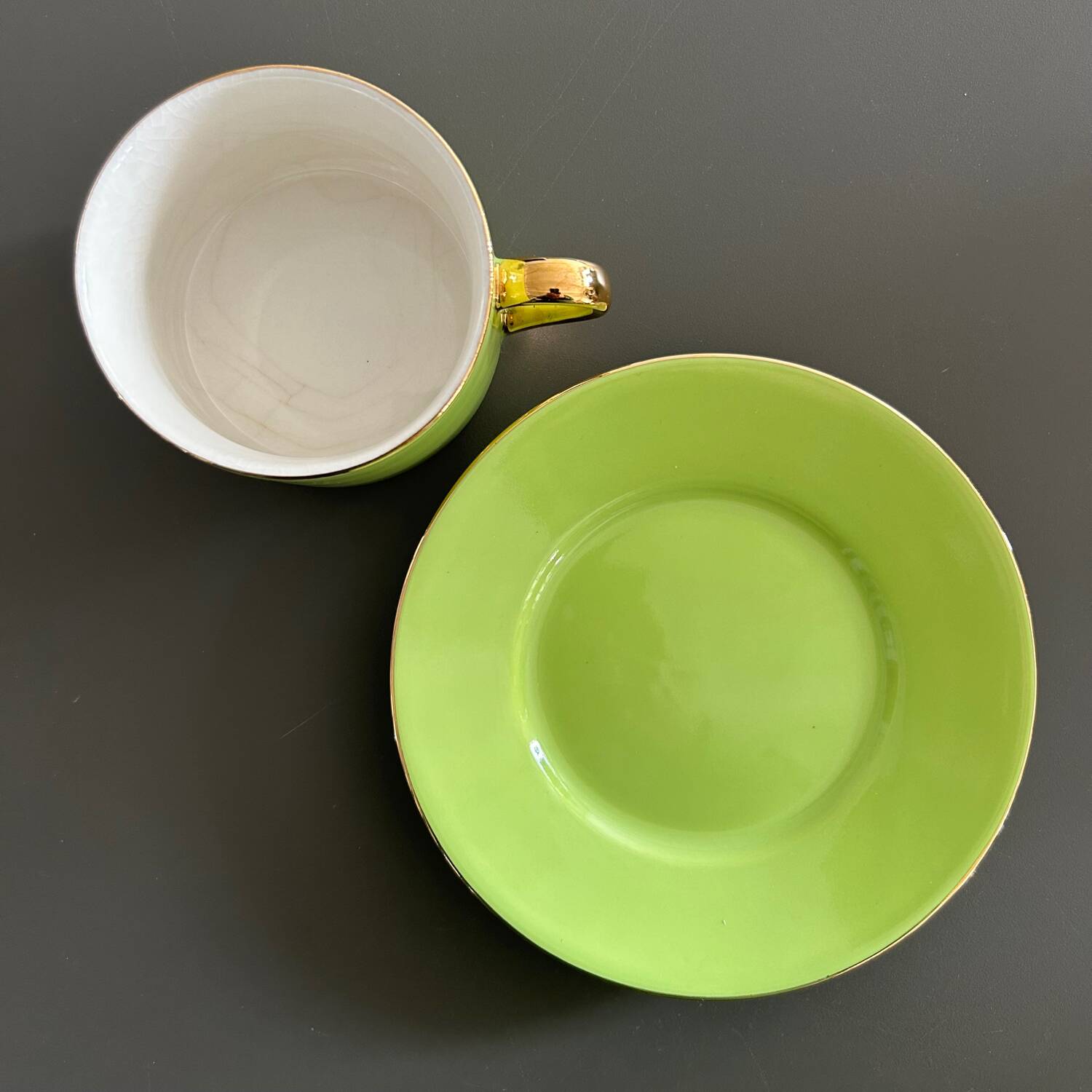 Lime green cup and saucer