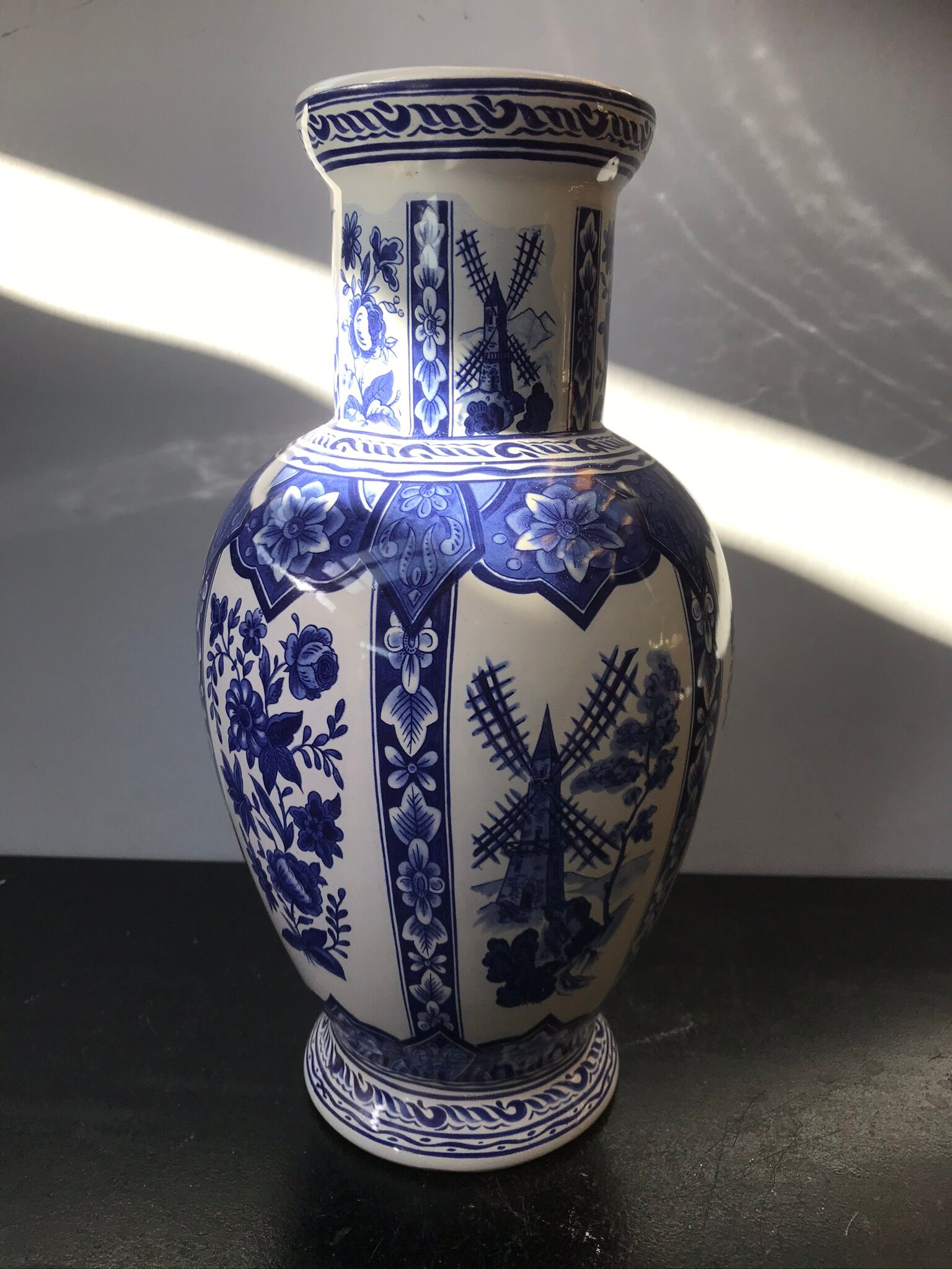 Former vase Delft ceramics white decor blue vintage mill