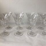 Eight Baccarat crystal wine glasses