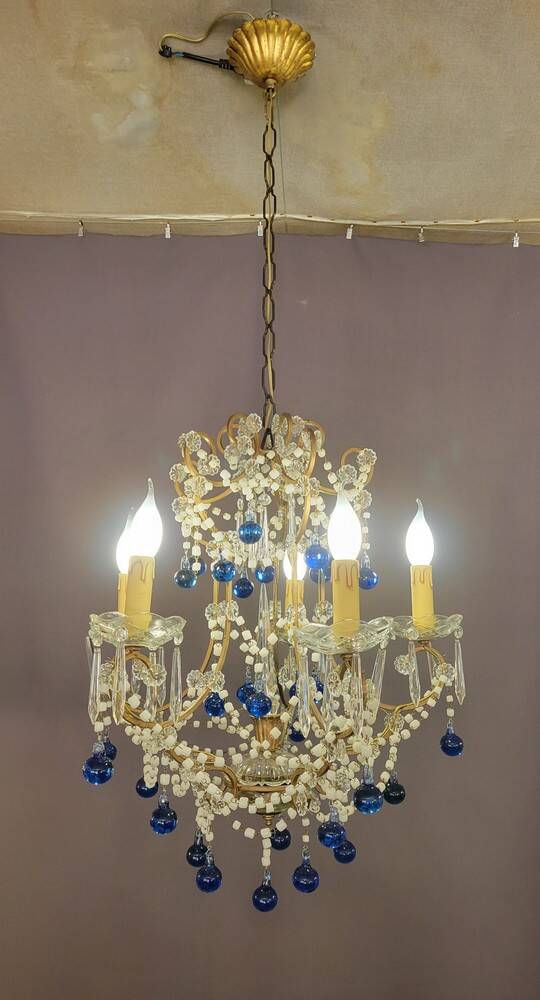 Chandelier with blue pendants