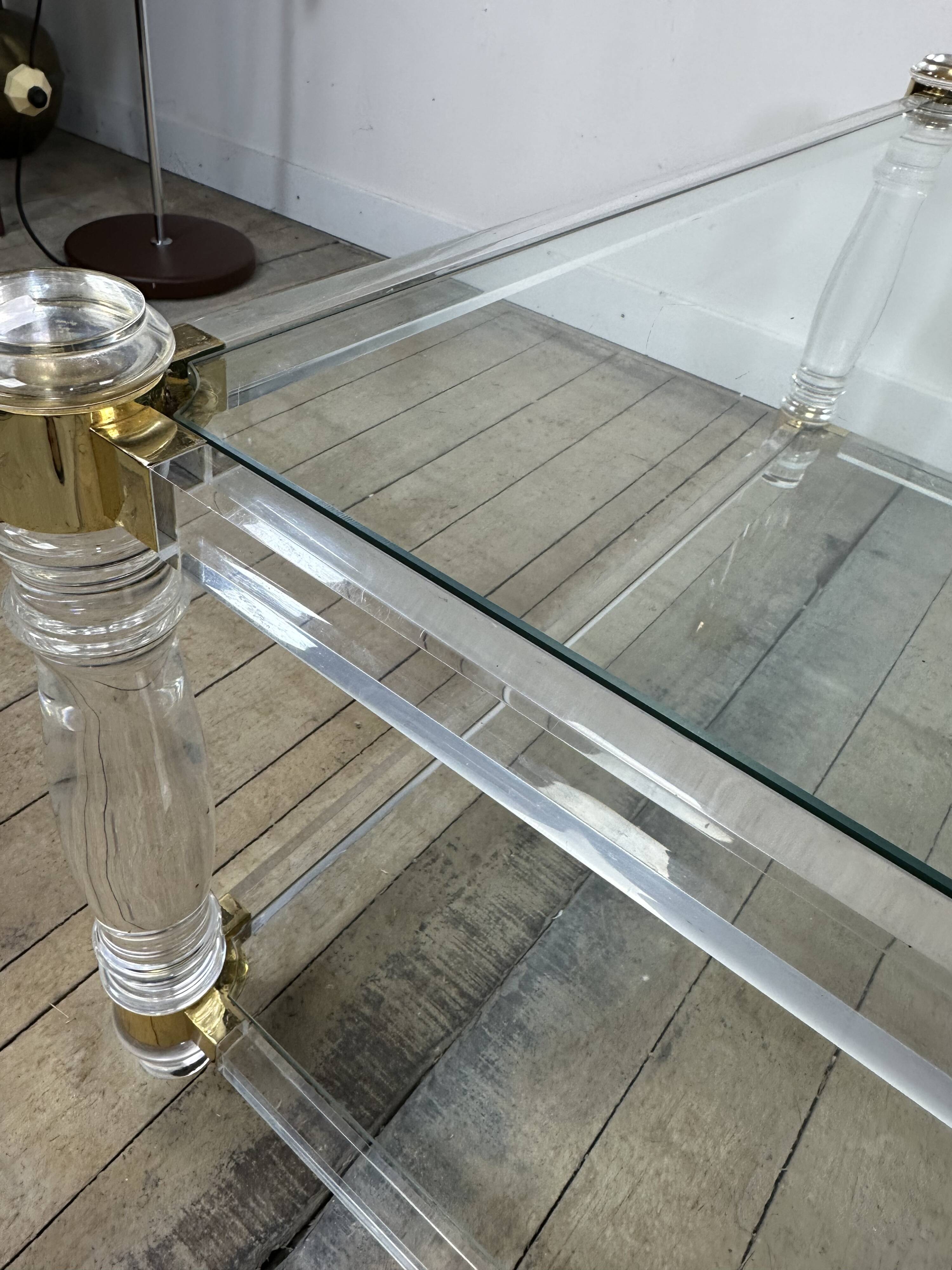 Table basse Hollywood Regency en altuglass et verre 1970'S