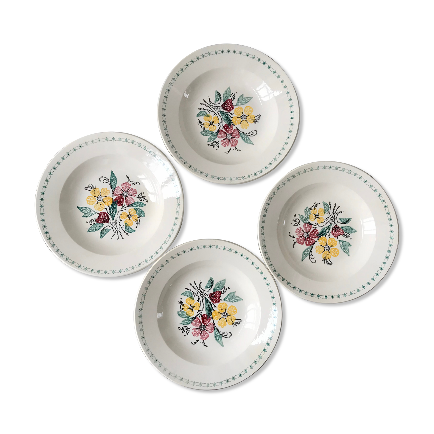 Set of 4 hollow plates Digoin Sarreguemines