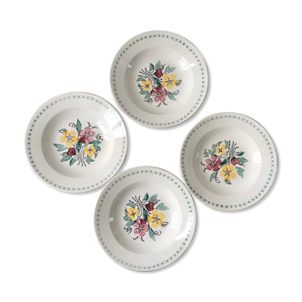 Set of 4 hollow plates Digoin Sarreguemines