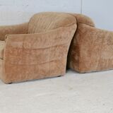 Pair of velvet armchairs "caramel blond" France, circa 1960