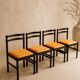 Set of 4 Mid-century beech / faux leather chairs.