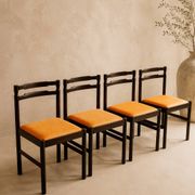 Set 4 chaises Mid century Hêtre / simili