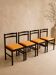Set of 4 Mid-century beech / faux leather chairs.