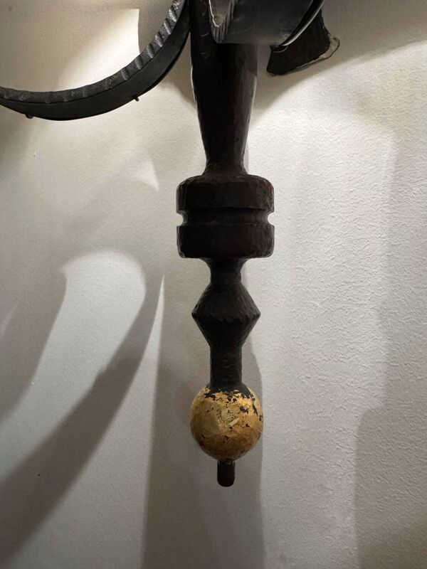 Grande applique fleur de lys fer forgé années 60