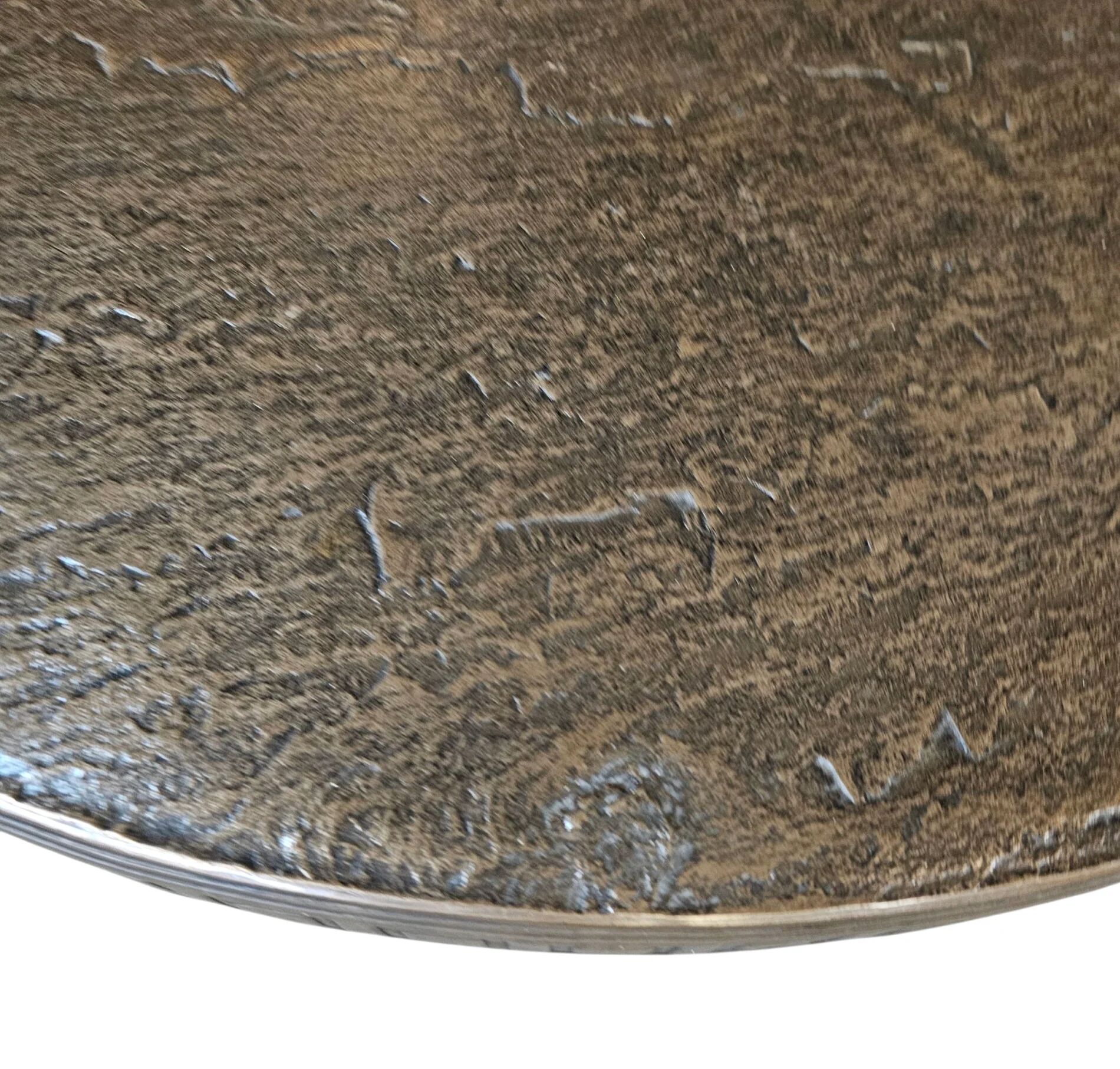 Round brutalis coffee table with brass / copper top / 1960s