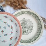 Vintage flat plates green blue pink