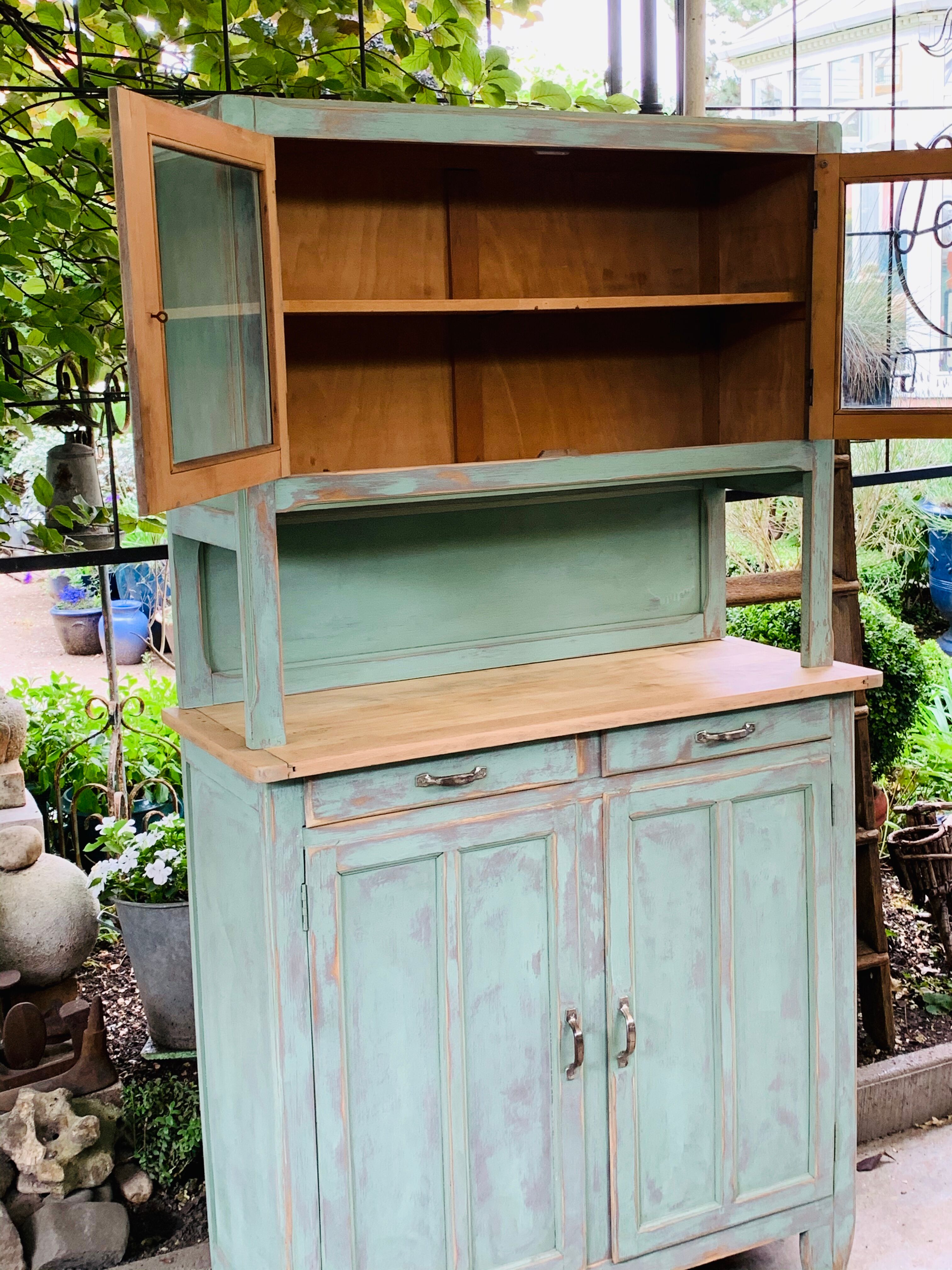 Parisian buffet patine celadon green and bluish grey