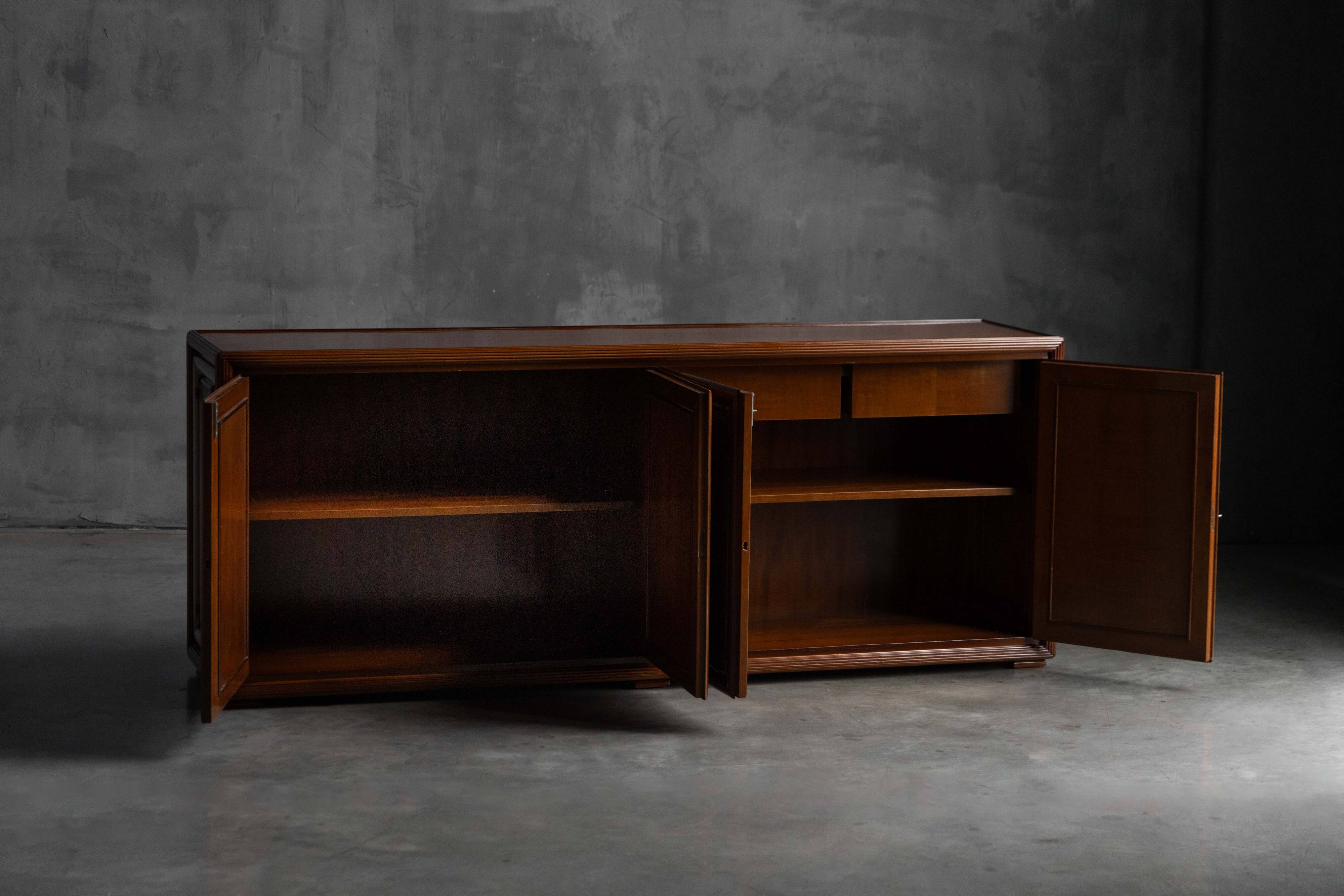 Architectural modernist sideboard, France, mid-20th century