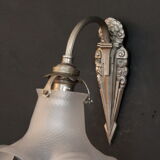 Applique murale en laiton chromé tulipe ancienne en verre vintage