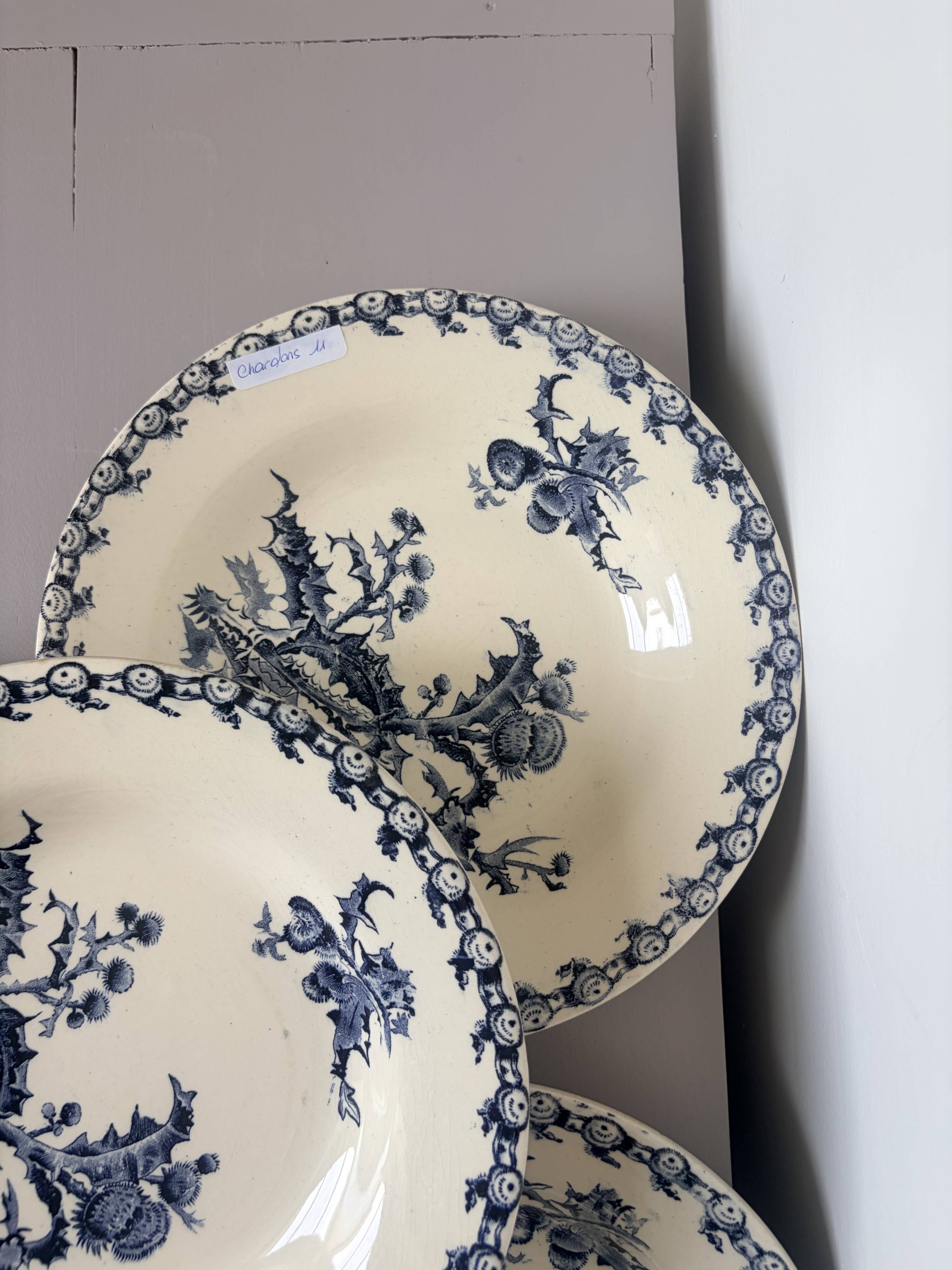 4 assiettes creuses Gien Chardons 260323