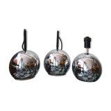 Three chrome metal eyeball spotlights 1970
