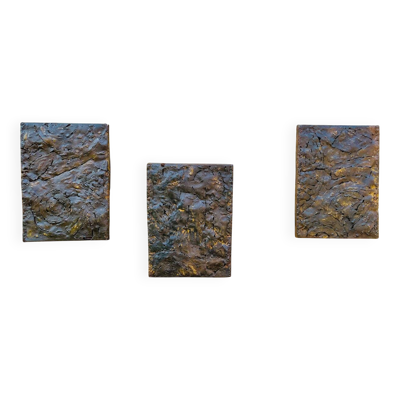 Ensemble de trois sculptures murales brutalistes,  par Irv Bramberg, vintage 1960s