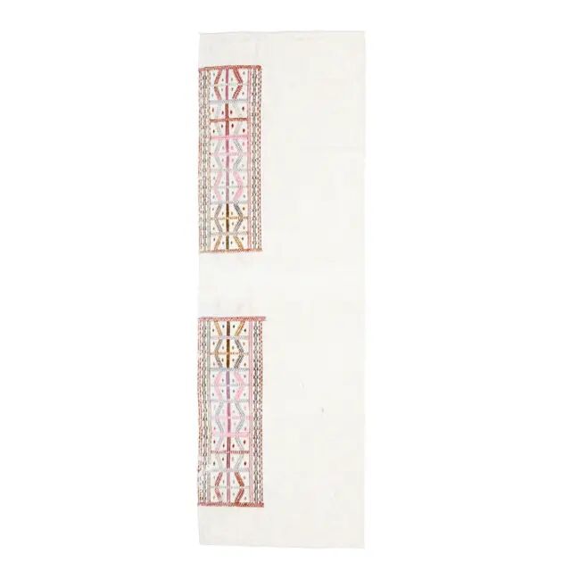 Vintage Turkish Oushak Handmade Wool Cotton White Kilim Runner 75x241