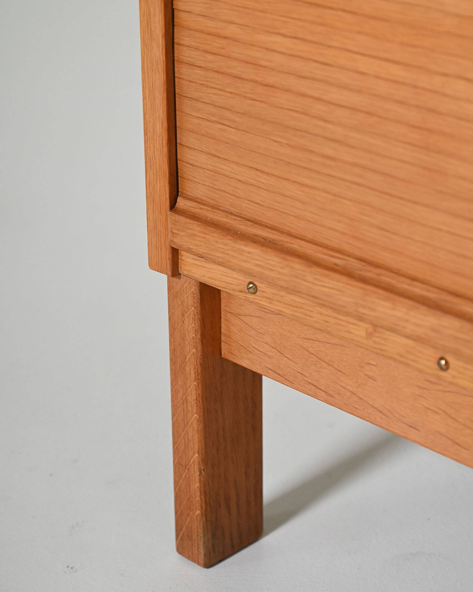 Oak cabinet with tambour doors with upper shelves, 1960s