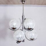 Chandelier in glass and chrome metal 1970