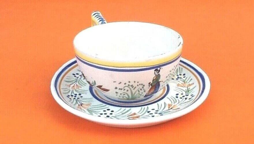 Cup / Saucer for breakfast Faïence Henriot Quimper France