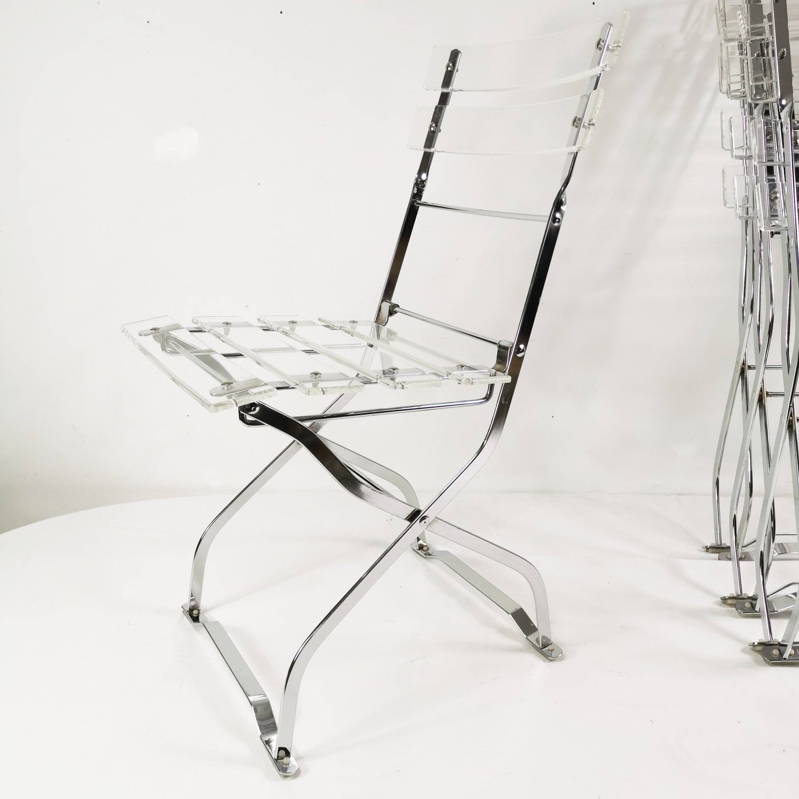 Set of designer folding chairs, Maison & Jardin Paris, 1970s