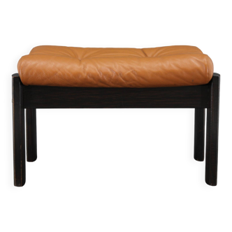 1960s Brown Leather Oak Stool, Denmark