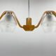 Mid-century Wood & Glass Chandelier by Dřevo Humpolec, 1960's