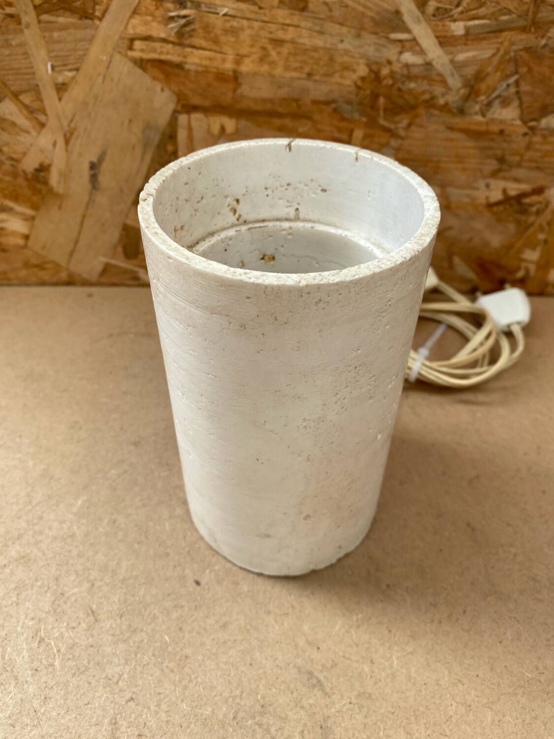 Antique vintage polished stone cylinder lamp