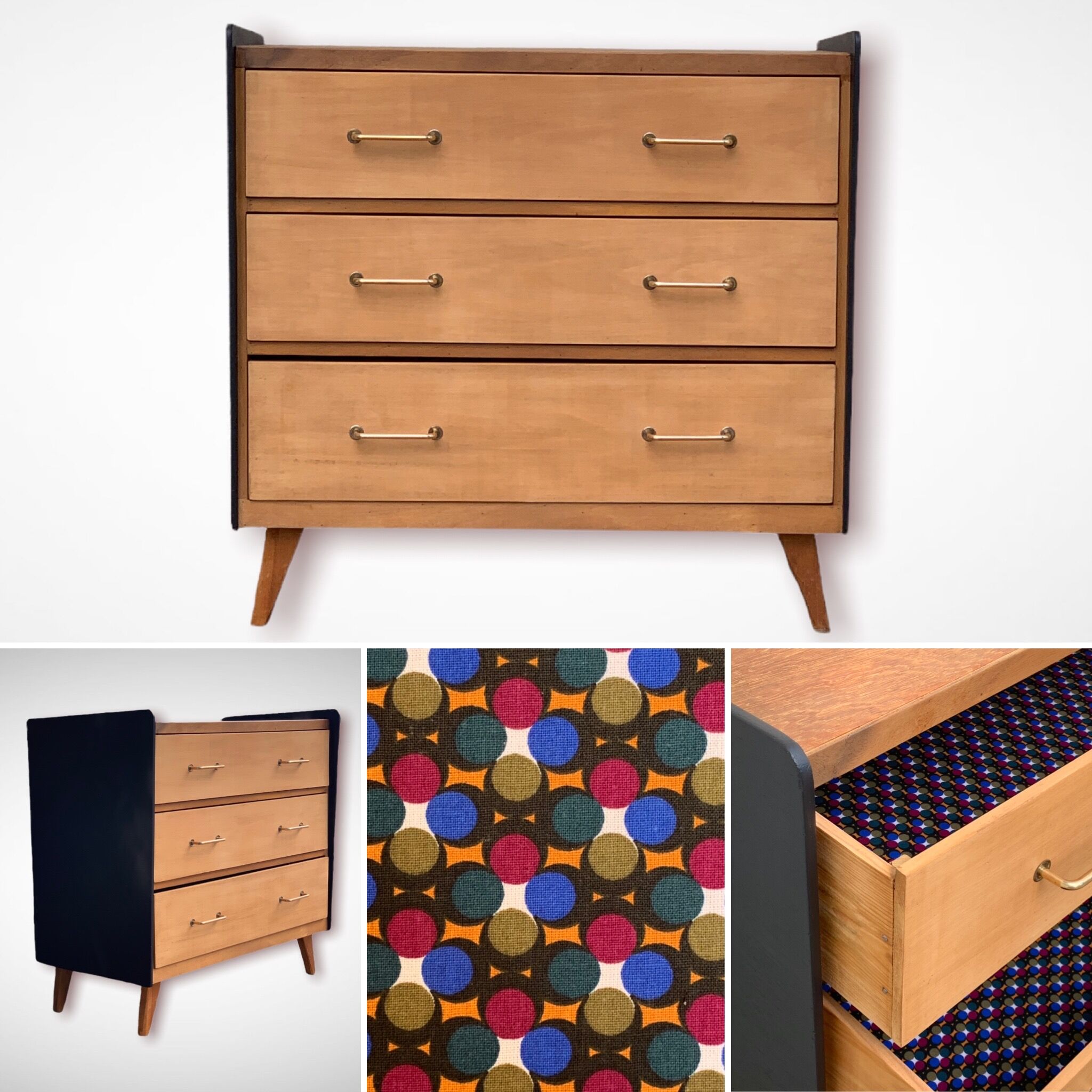 1960 compass foot chest of drawers