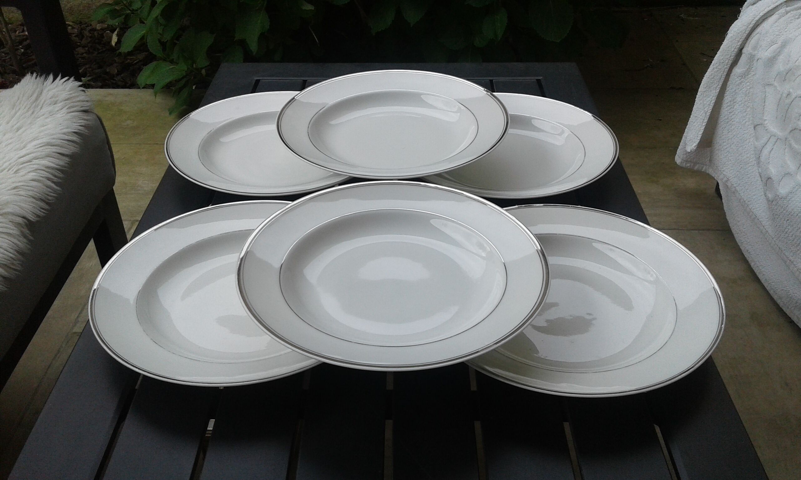 6 Hollow plates, porcelain Limoges, Charles Ahrenfeldt.