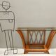 Art Deco Cherrywood Console Table with a Rectangular Glass Top, Italy
