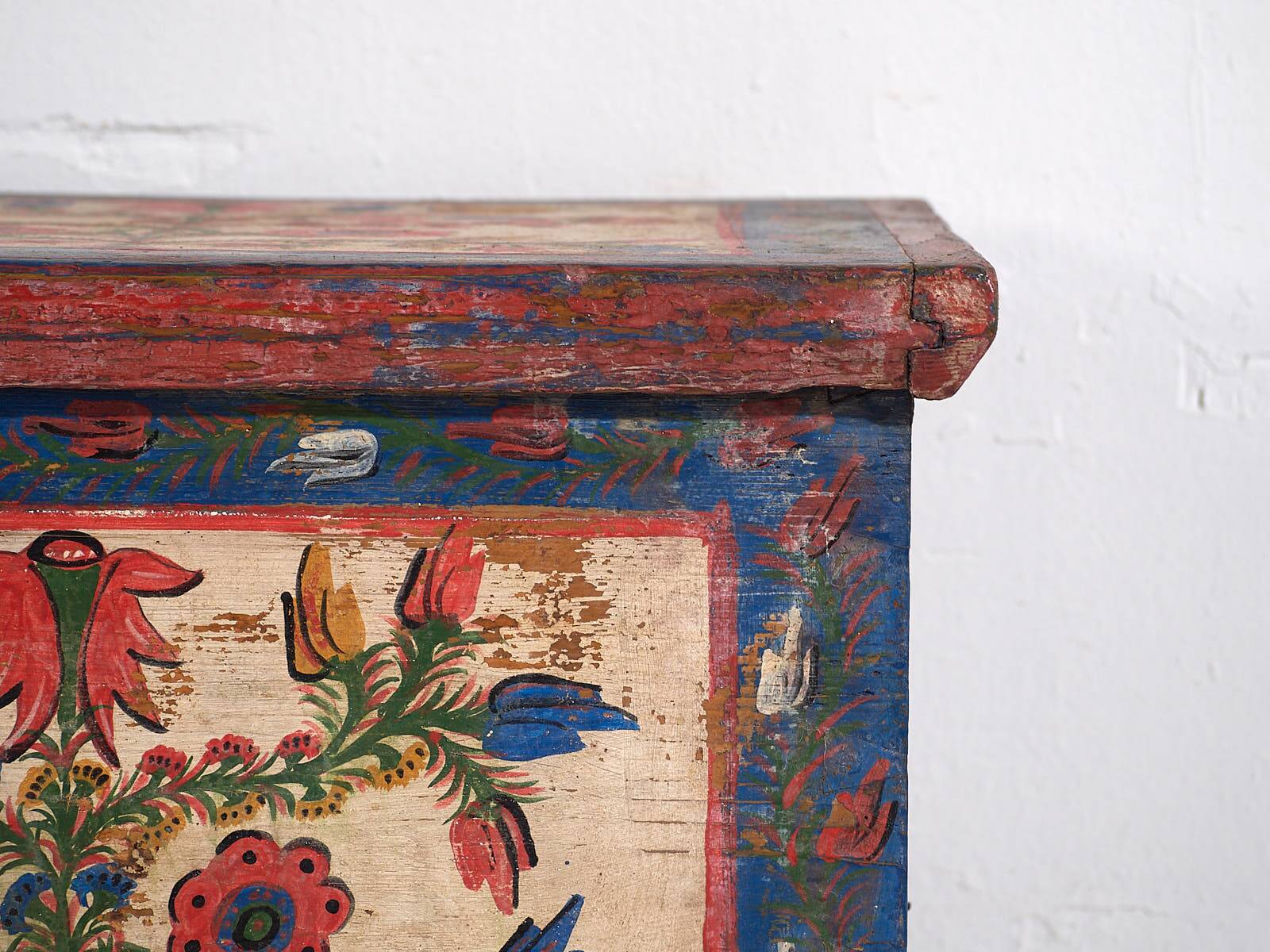 Antique blue folk art style chest (c.1920)