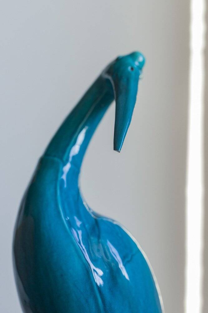Chinese turquoise glazed crane figurine, 1950s