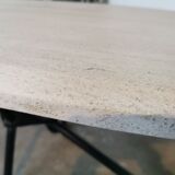 Large oval coffee table in travertine and metal