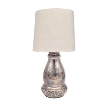 Lampe de table en métal argenté avec un beau décor, par ATLA Danish Jugend, années 1920