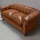 Chesterfield padded leather sofa - late 19th century