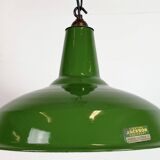 Suspension industrielle en émail vert de Jackson Electrical Co., années 1960