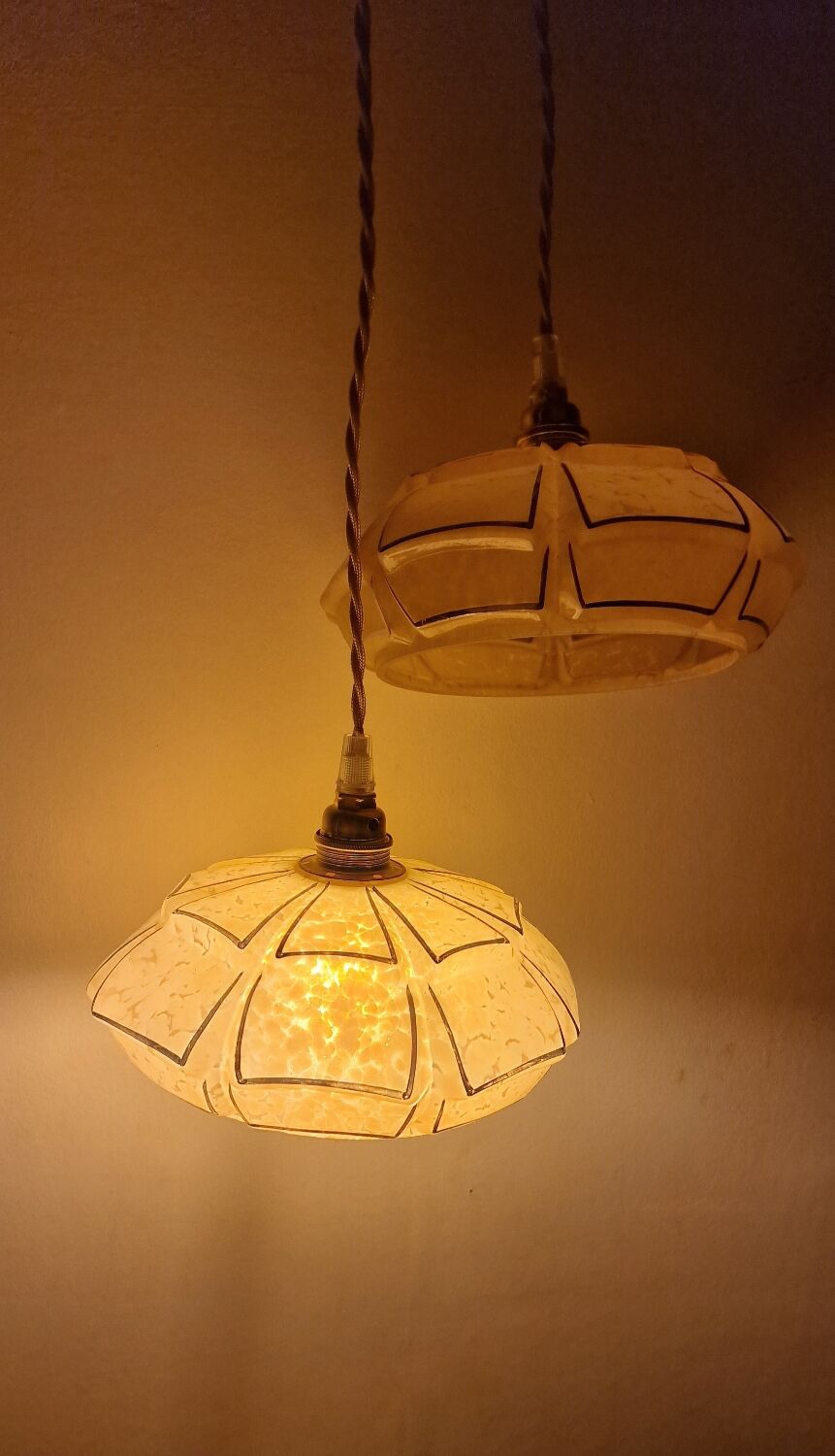 Art Deco pink glass portable or pendant lamp from Clichy