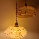 Pink art deco hanging lamp or pendant lamp in clichy glass
