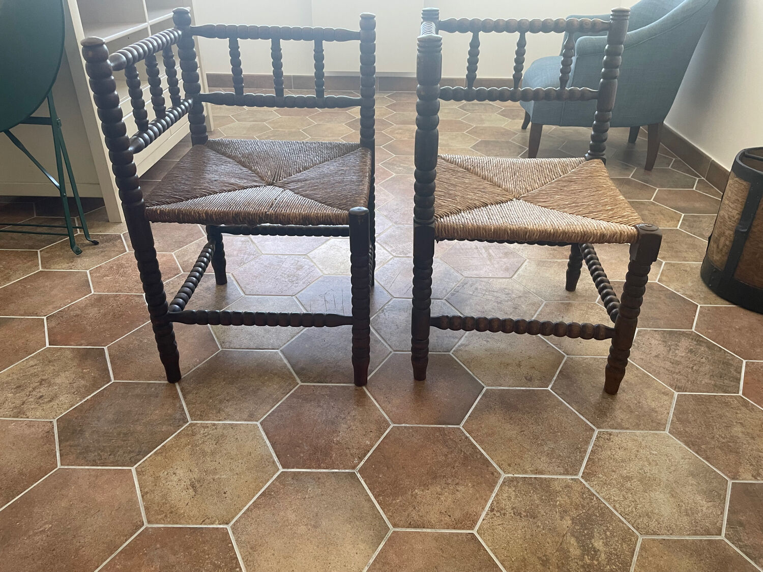 Two small corner chairs