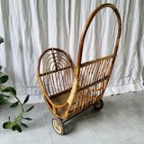 Vintage rattan log holder