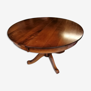 Table ronde pied central bois massif