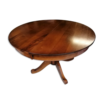 Table ronde pied central bois massif