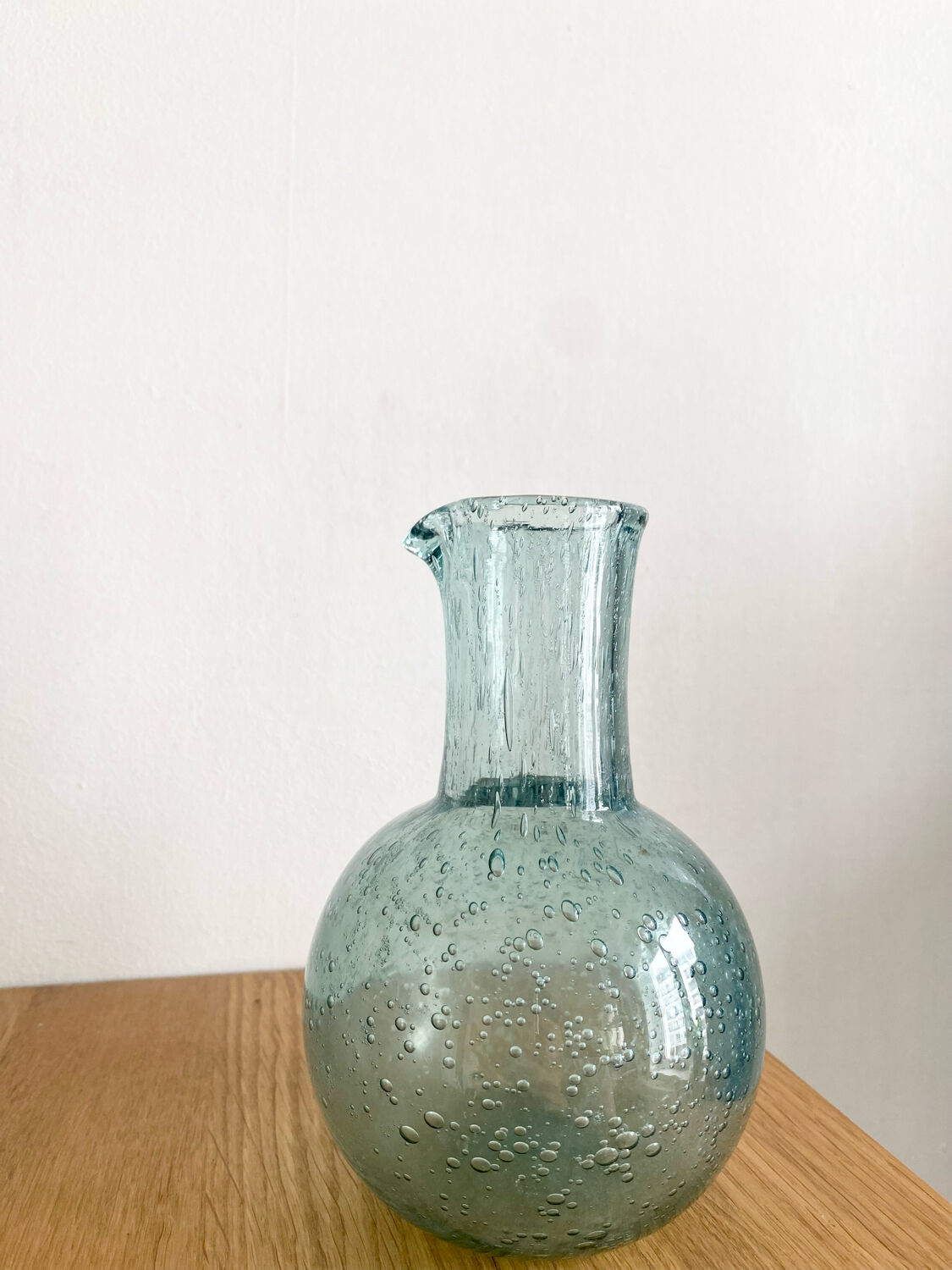 Blue bubbled glass decanter