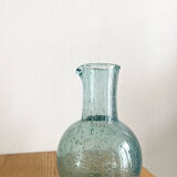 Blue bubbled glass decanter