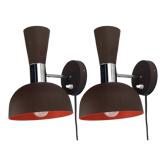 Appliques murales vintage brunes du milieu du siècle par Herda, Dutch 1970s