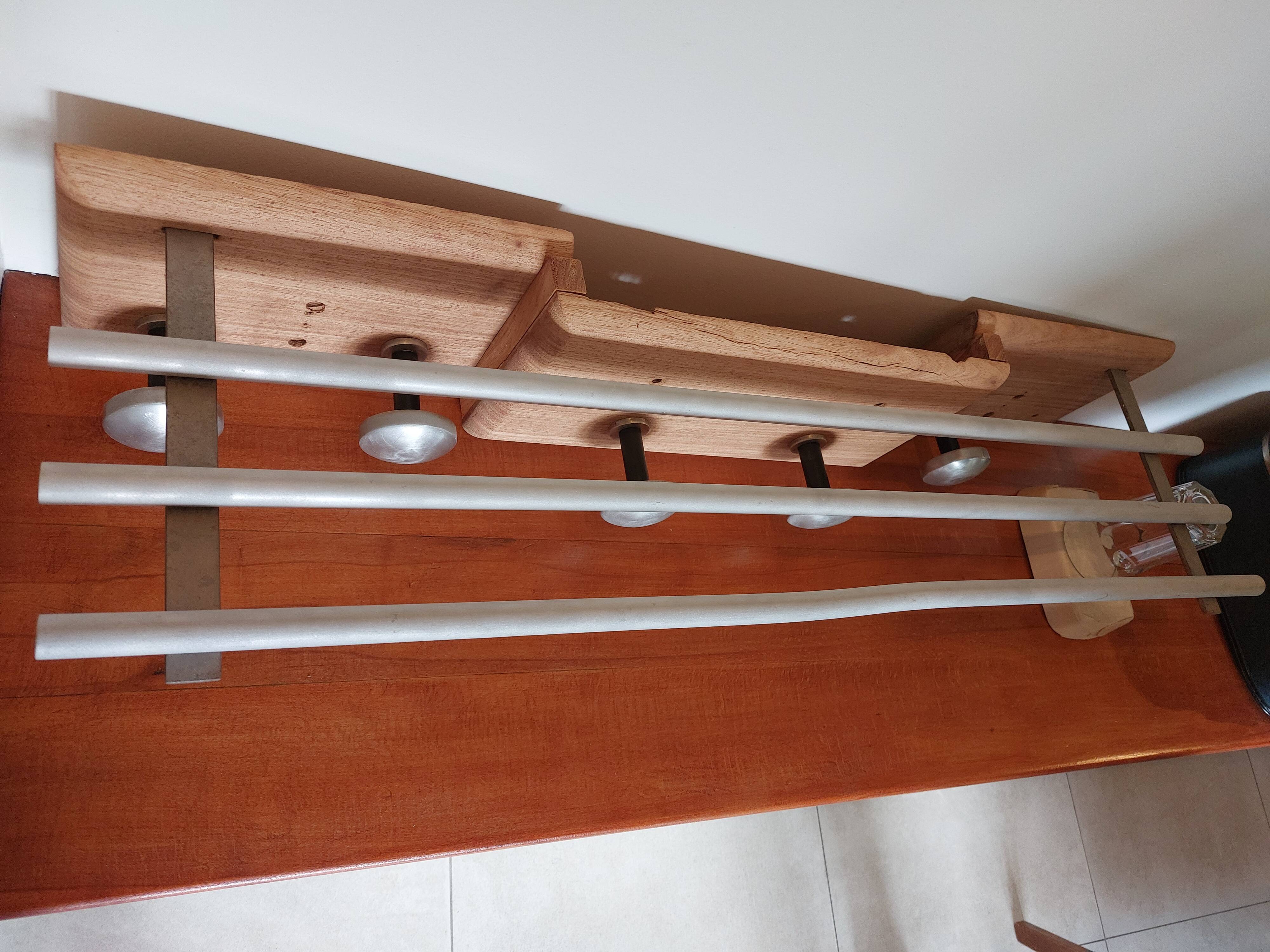 coat rack, sandblasted wooden and metal coat hooks