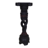 Twisted and engraved blackened wooden pedestal. 1960s 70s.